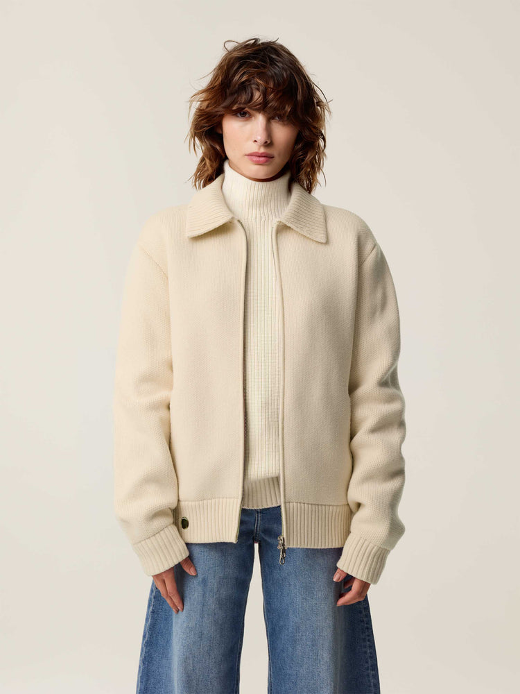The Knitted Bomber Almond White Image