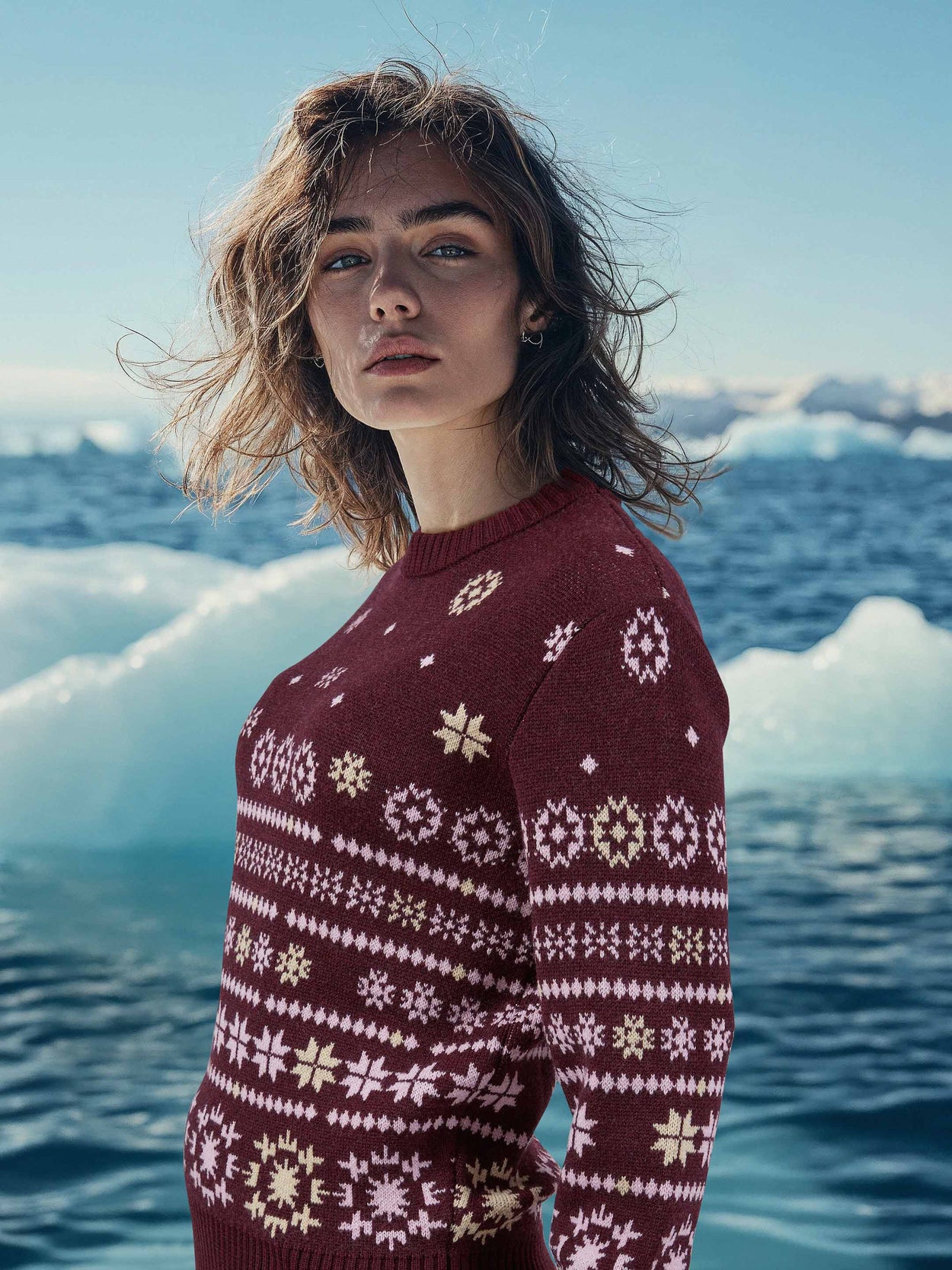 The Deconstructed Fair Isle Konini Burgundy Female Image