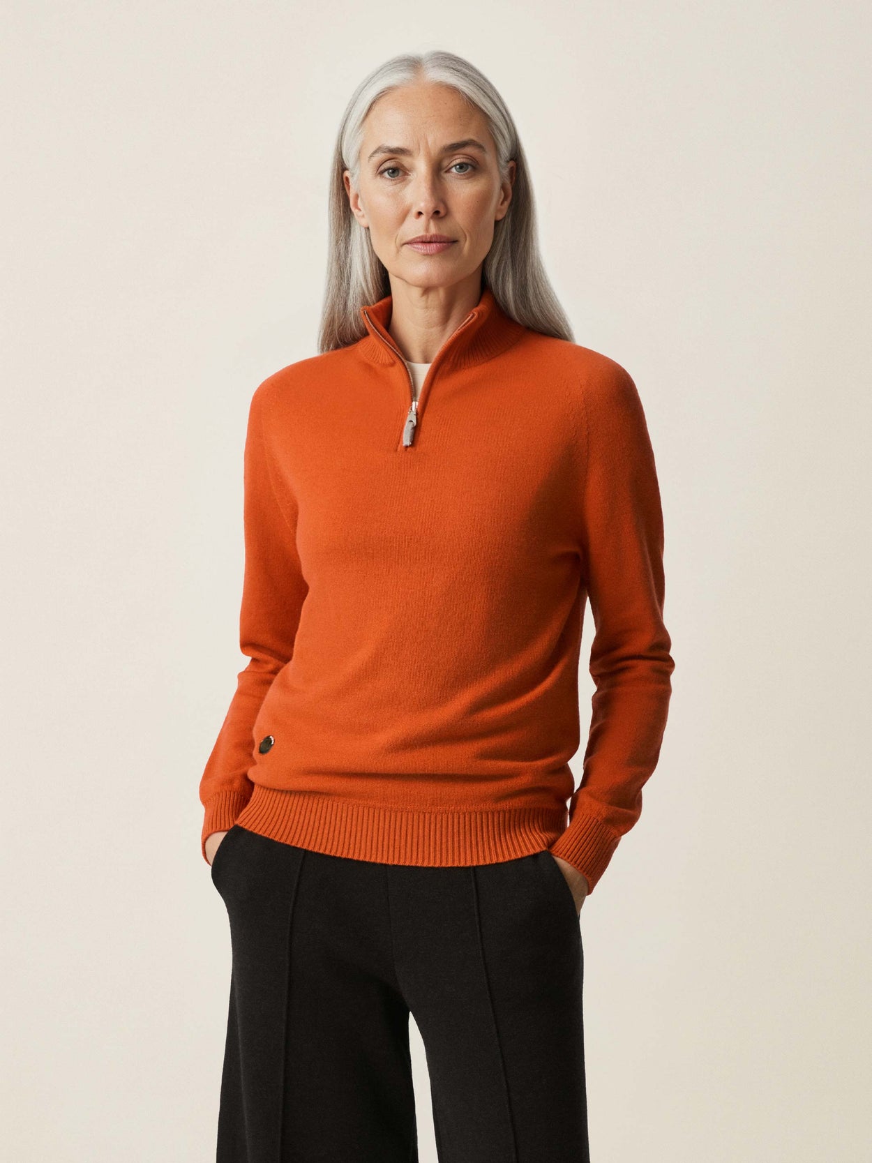 The Half Zip Burnt Orange Female Image