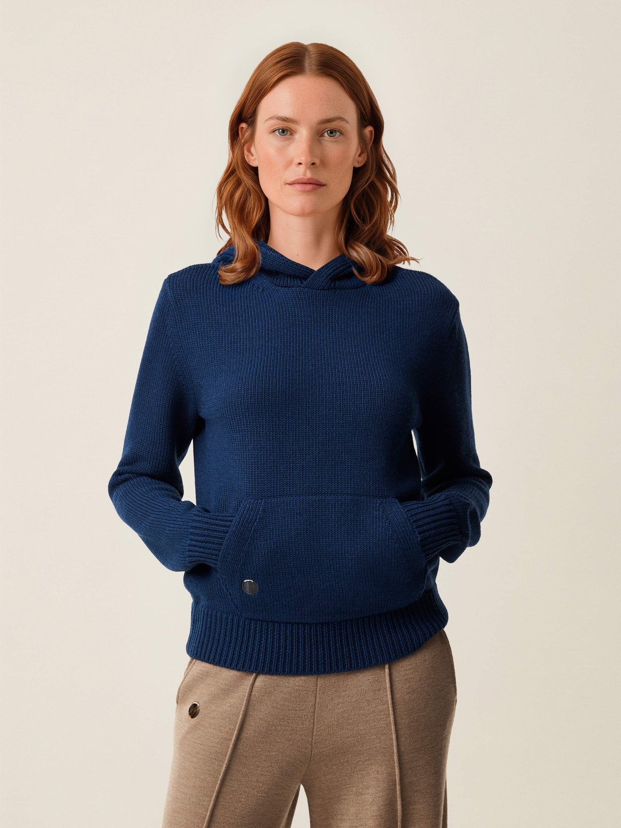 The Chunky Knit Hoodie Atlantic Blue Female Image
