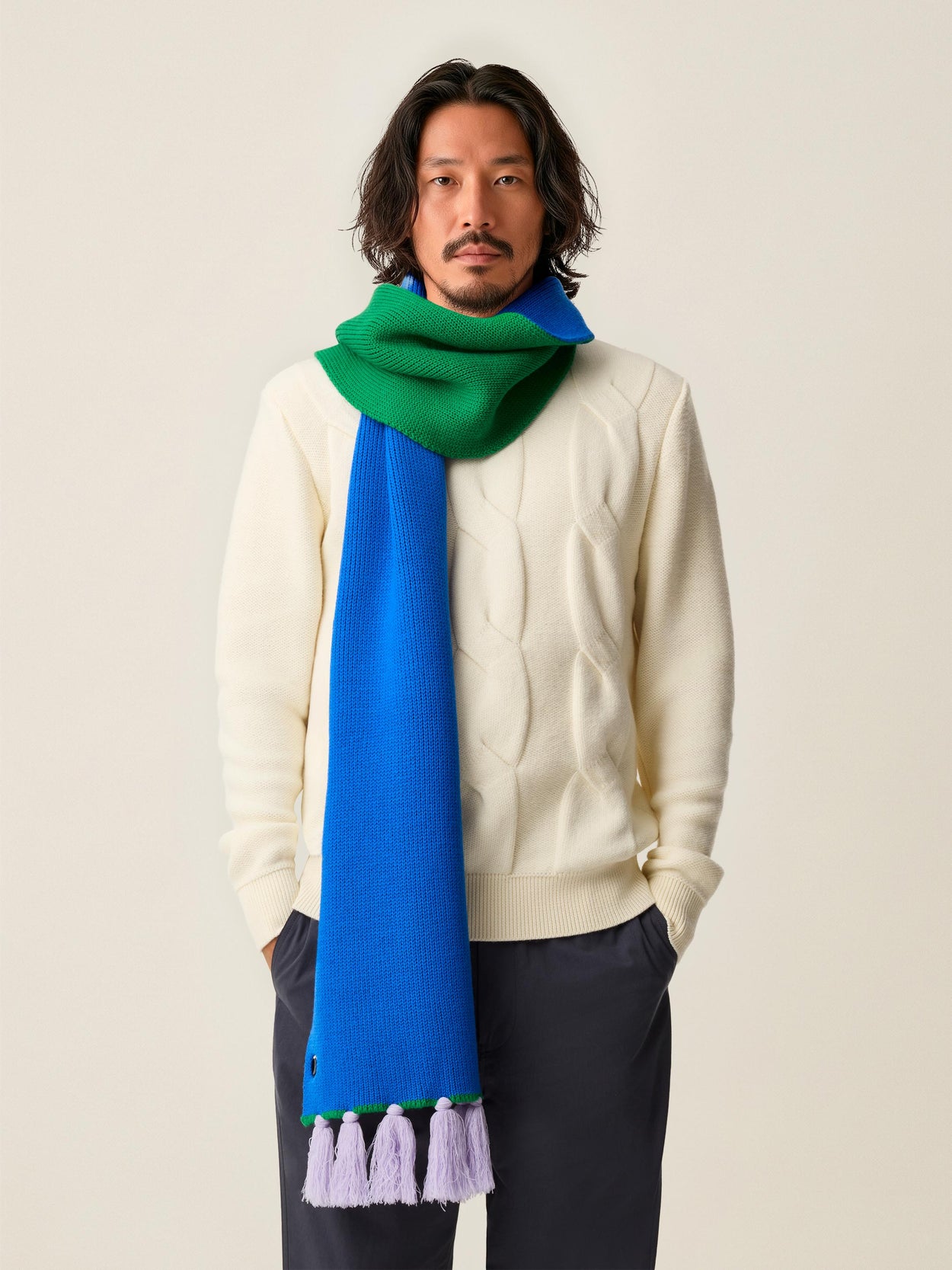 The Tassel Trail Scarf Cobalt Blue Male Image