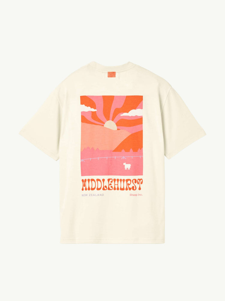 The Pasture Print T-Shirt: Middlehurst Station Raw White Image