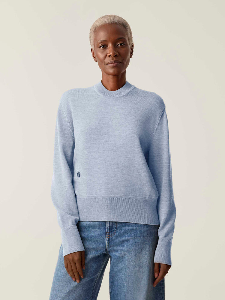 The Women's Fine Knit Crewneck Cloud Blue Image