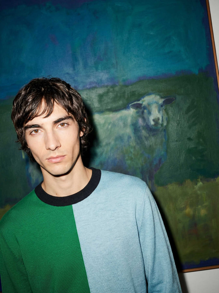 The Colourblock Crewneck Jumper Bottle Green Image