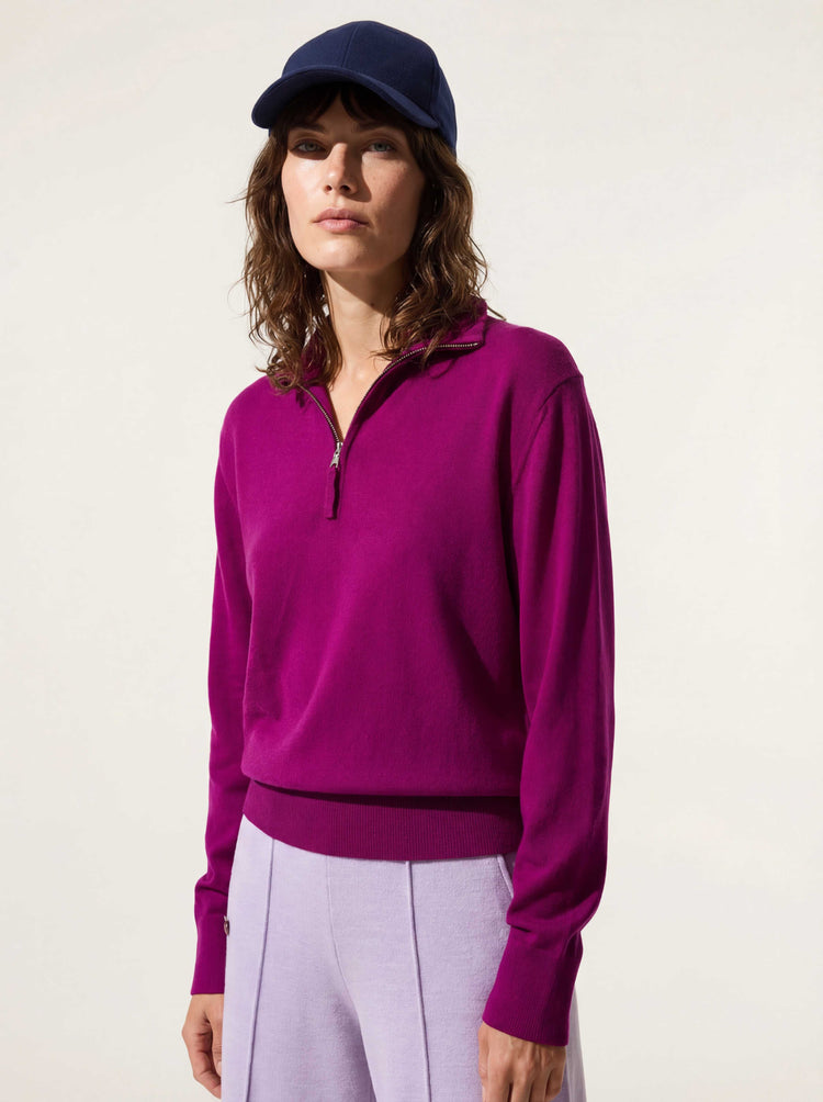 The Knitted Quarter Zip Royal Purple Image