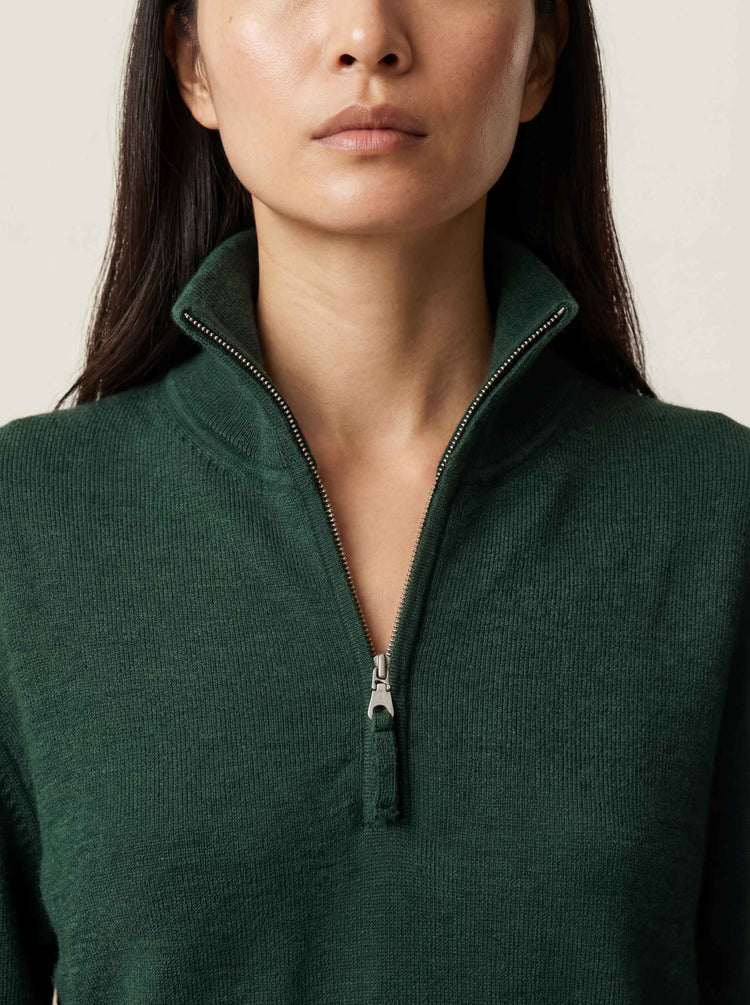 The Knitted Quarter Zip Emerald Green Image