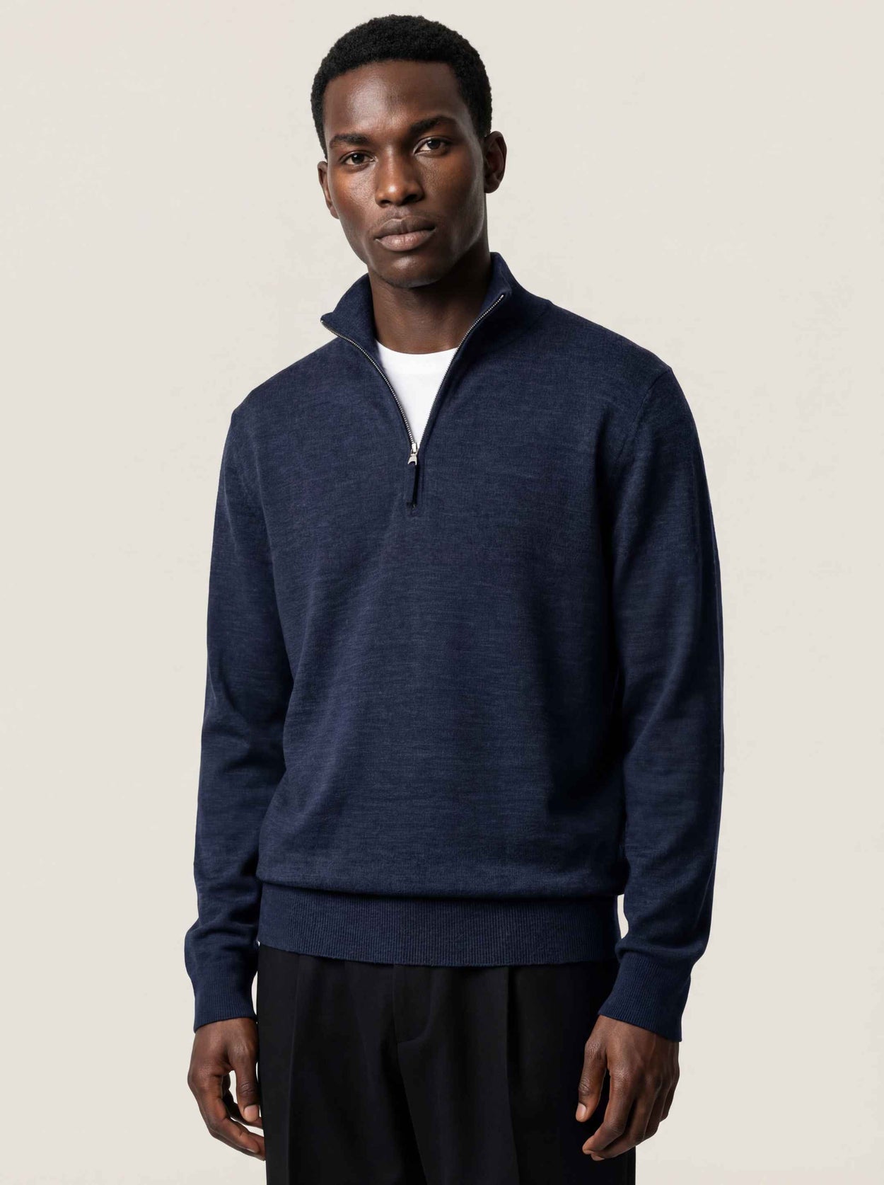 The Knitted Quarter Zip Pacific Blue Male Image