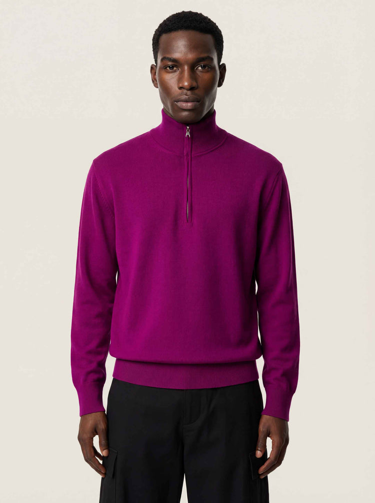 The Knitted Quarter Zip Royal Purple Image