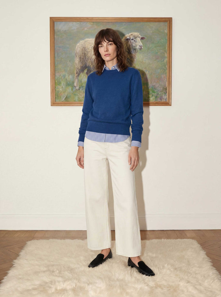 The Boxy Knitted Crewneck Tasman Blue Image