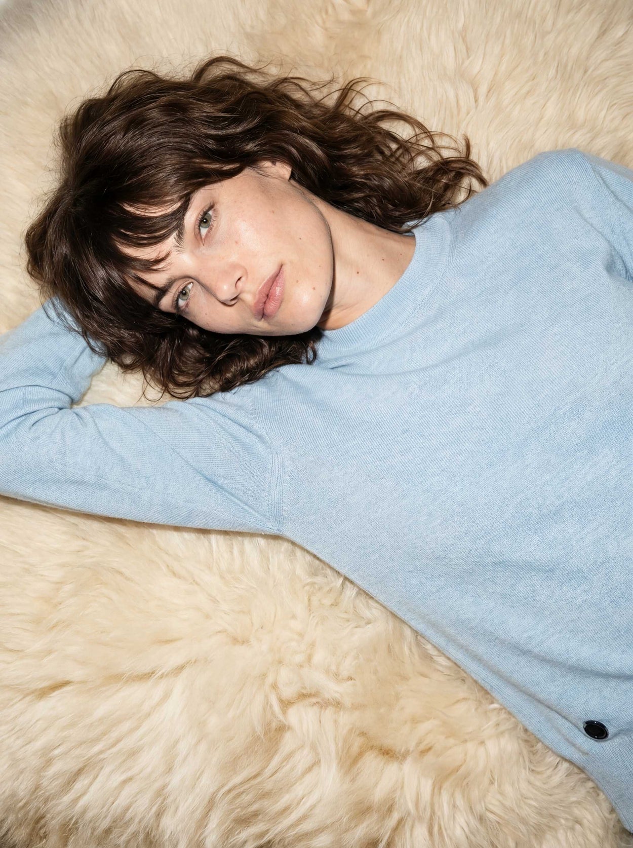 The Boxy Knitted Crewneck Cloud Blue Female Image