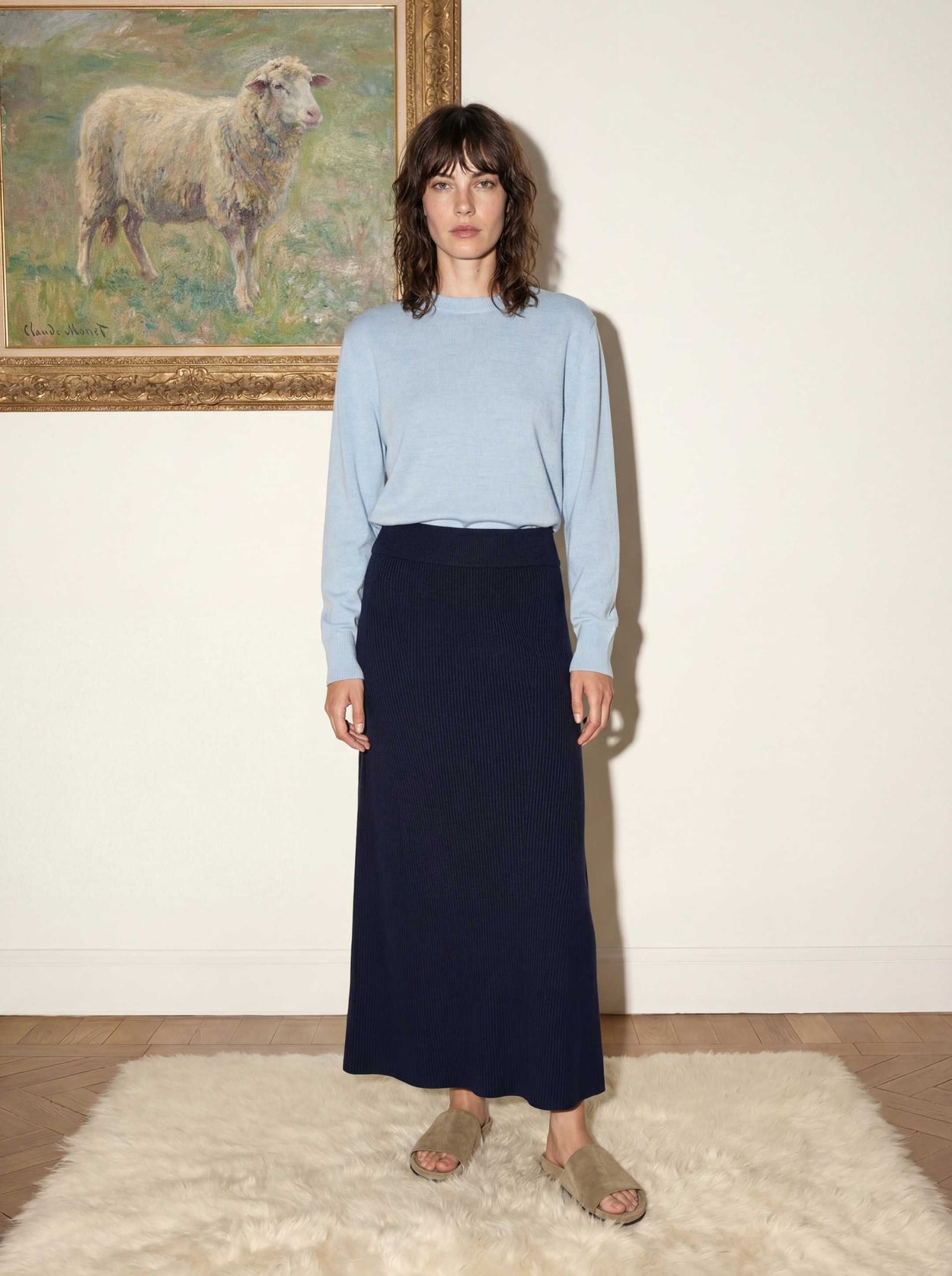 The Ribbed Knitted Skirt Pacific Blue Female Image