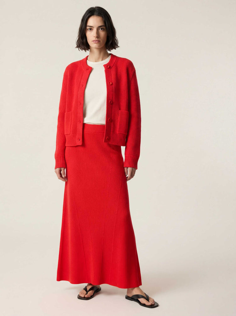 The Ribbed Knitted Skirt Poppy Red Image