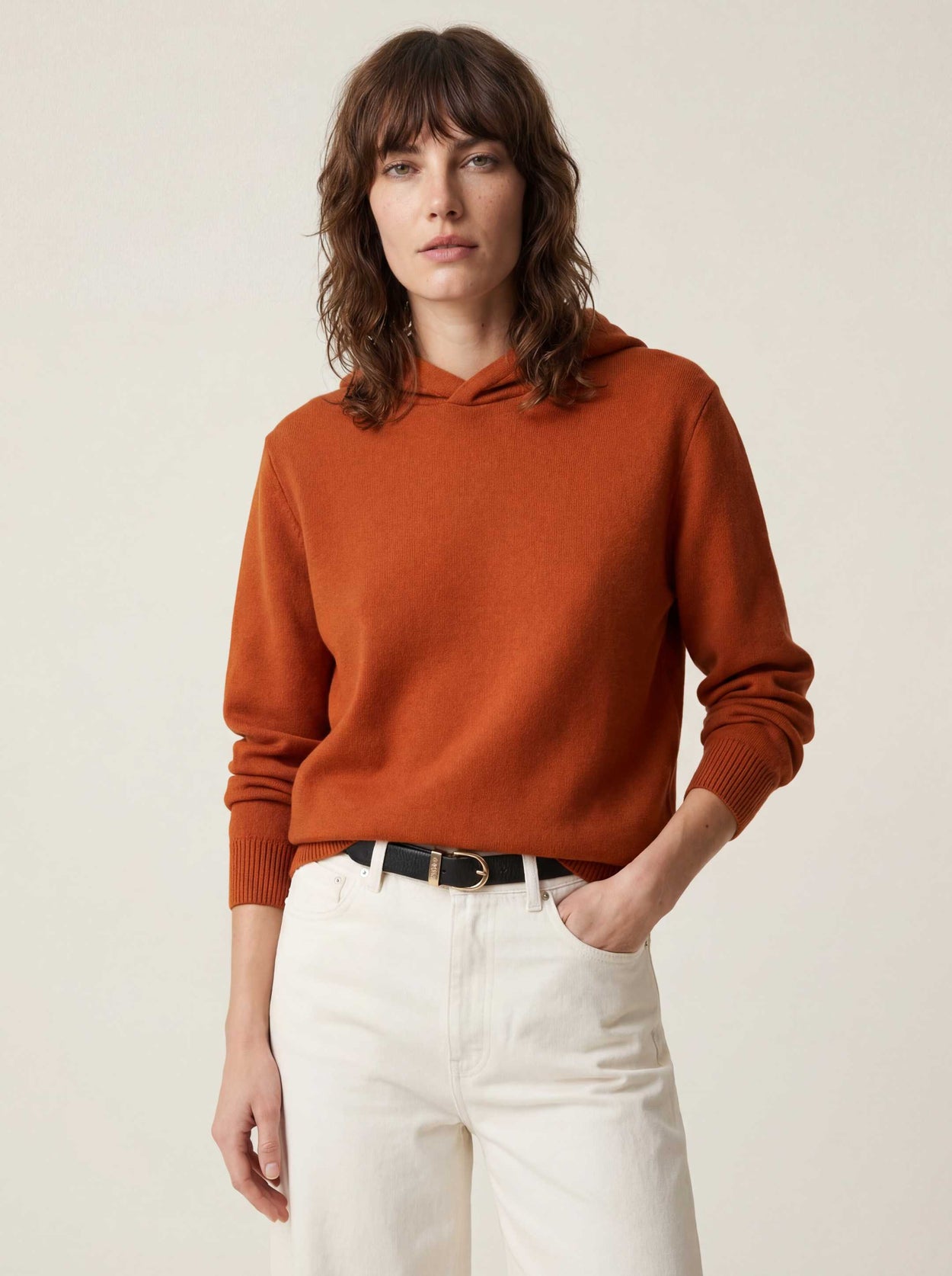 The Signature Merino Hoodie Burnt Orange Female Image