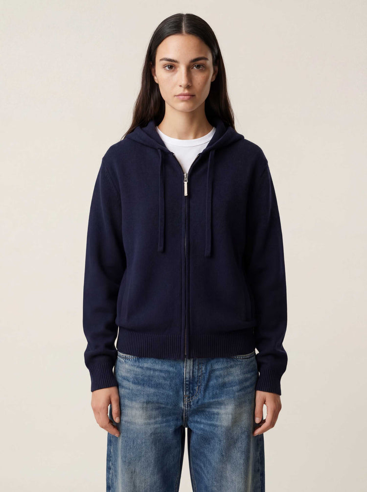 The Signature Merino Zip Hoodie Atlantic Blue Image