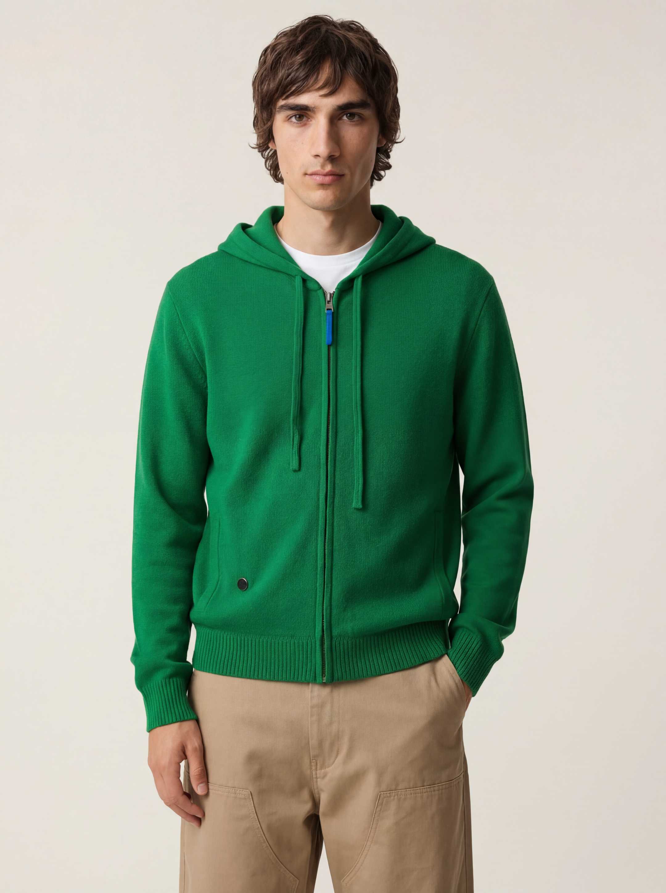 Pull Capuche Zip Sheep Inc. Taille L - Laine Mérinos Ultra Fine, Couleur Almond White
