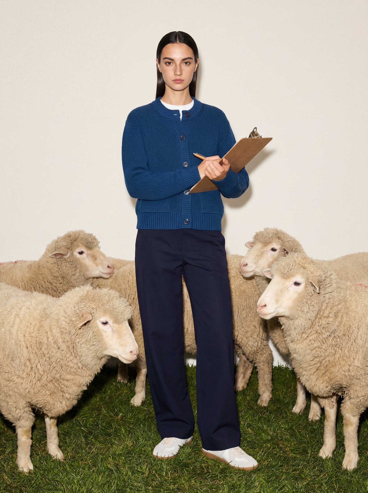 The Soft-Rib Cardigan Tasman Blue Female Image