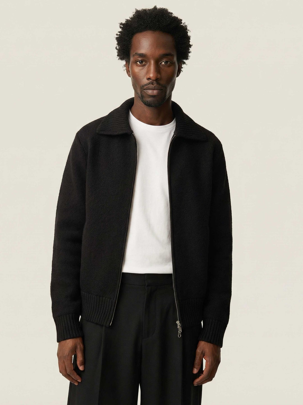 The Knitted Bomber Anthracite Black Male Image