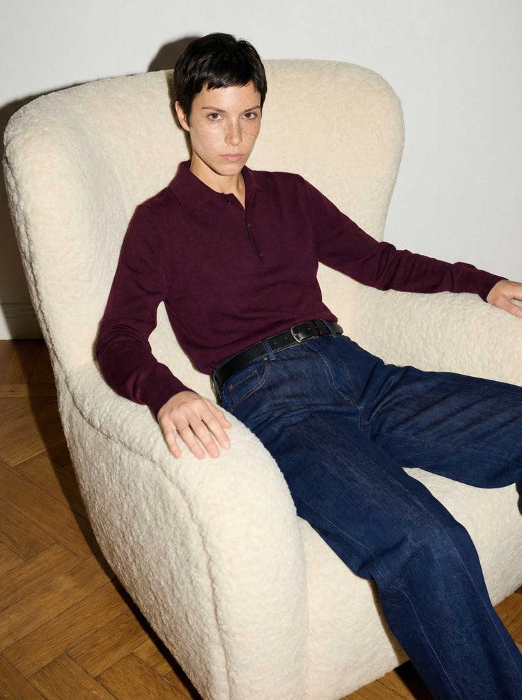 The Everyday Long Sleeve Polo Konini Burgundy Image