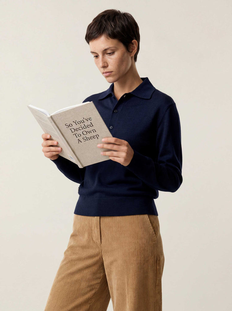 The Everyday Long Sleeve Polo Pacific Blue Image