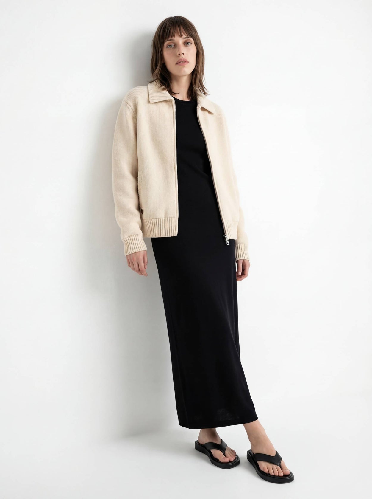 The Knitted Bomber Almond White Female Image