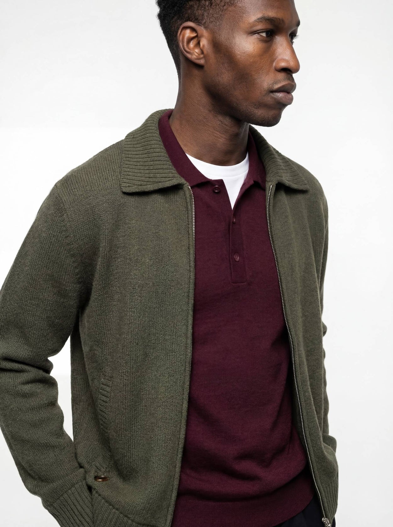 The Knitted Bomber Moss Green Male Image