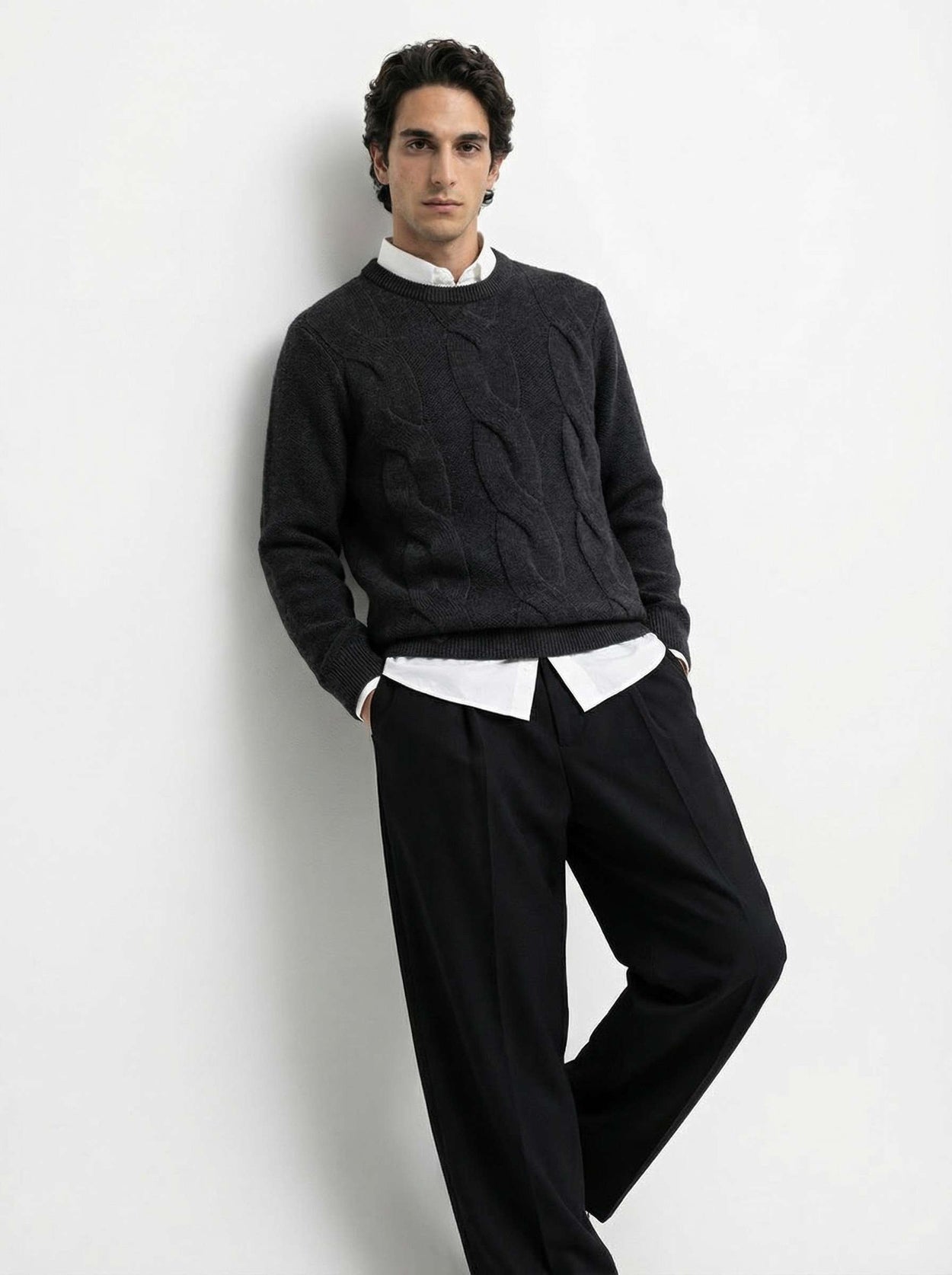 The Cable Knit Anthracite Black Male Image
