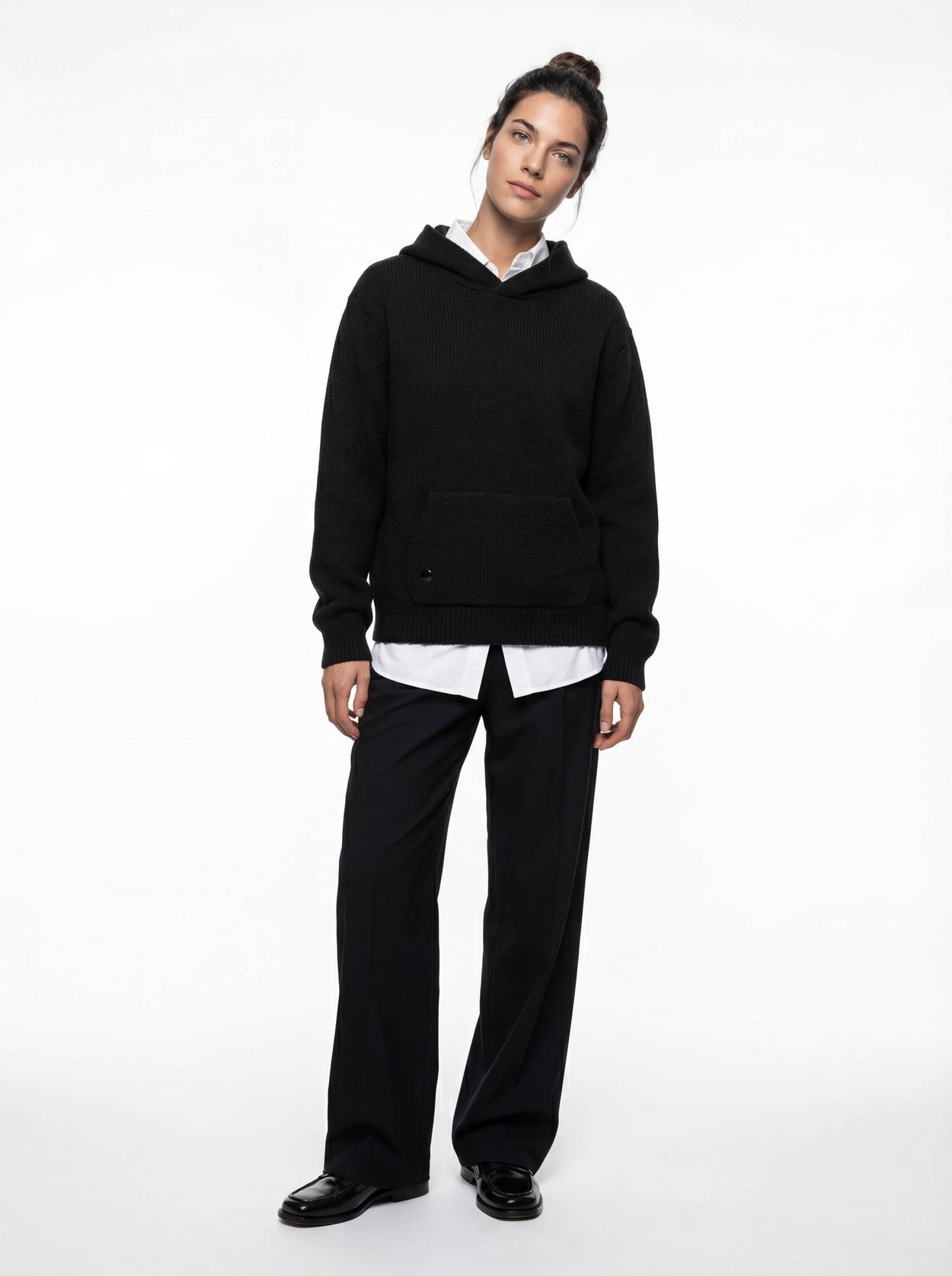 The Chunky Knit Hoodie Anthracite Black Female Image