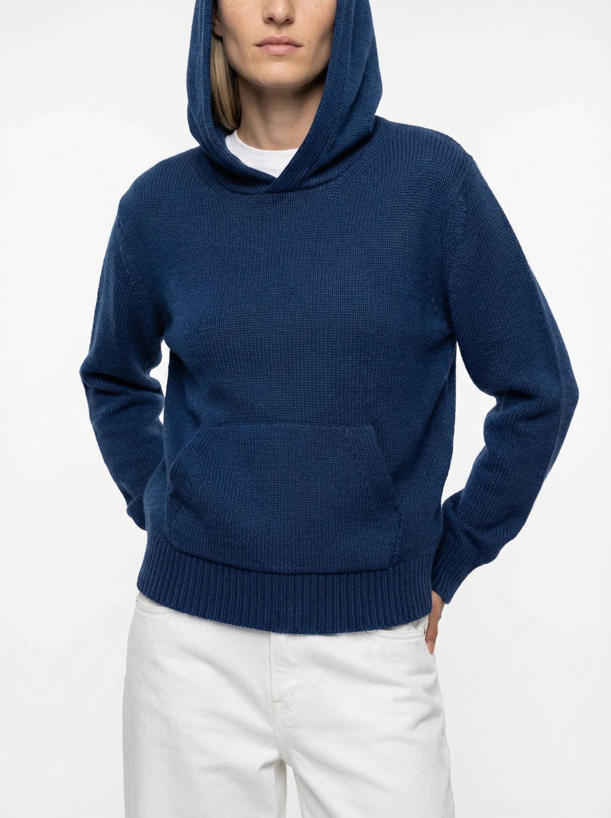 The Chunky Knit Hoodie Atlantic Blue Female Image