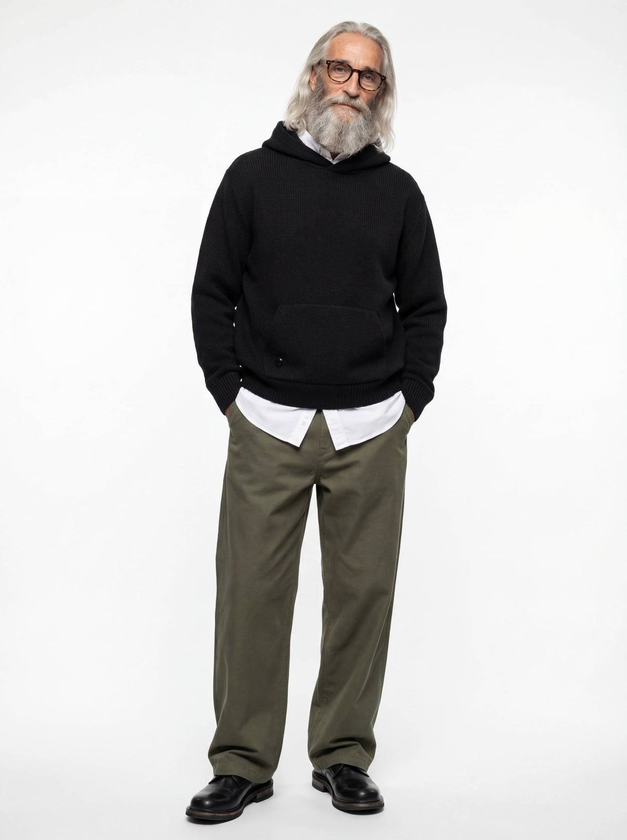 The Chunky Knit Hoodie Anthracite Black Male Image