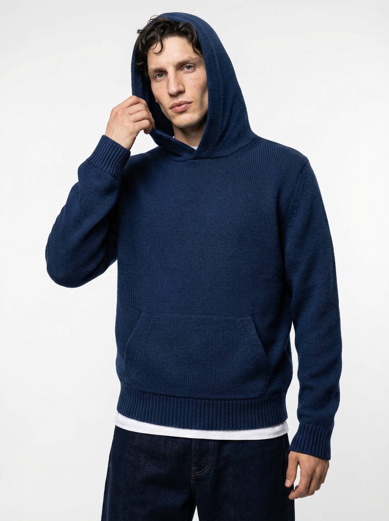 The Chunky Knit Hoodie Atlantic Blue Male Image