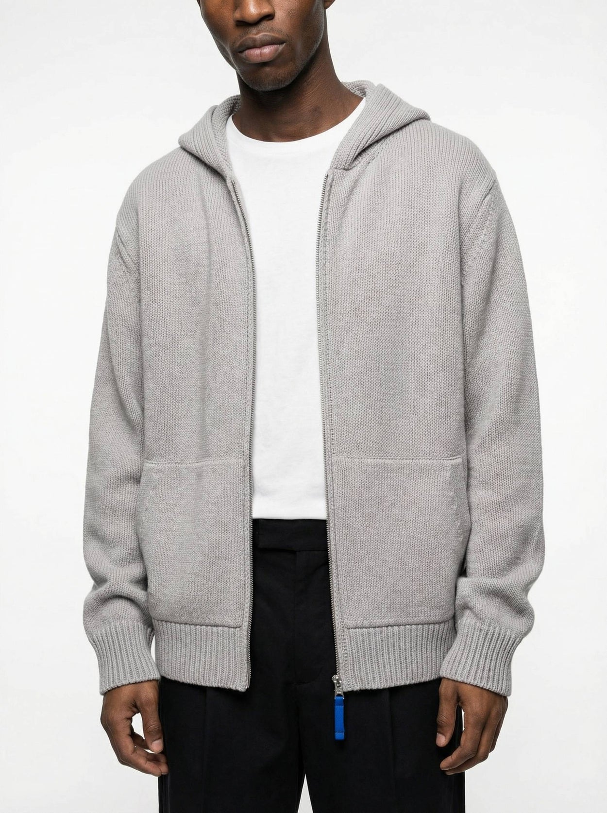 The Chunky Knit Zip Hoodie Moon Grey Male Image