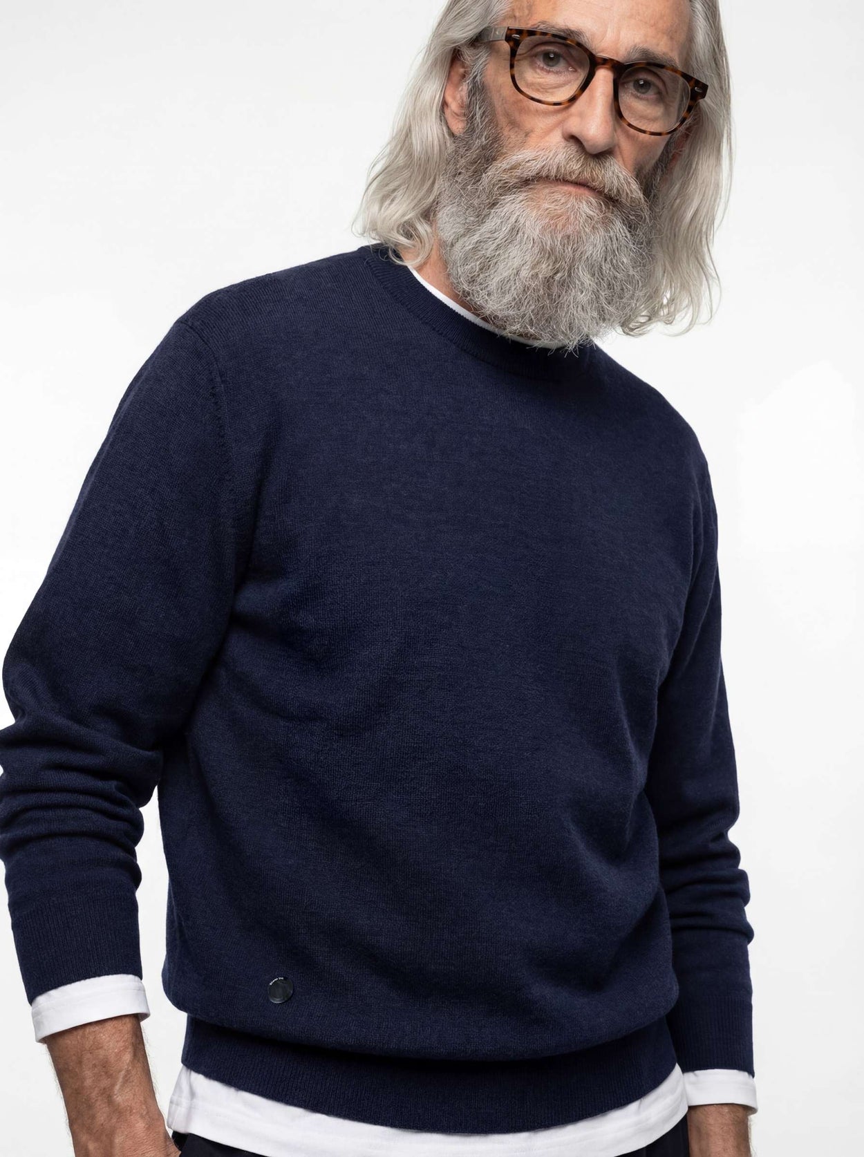 The Fine Knit Crewneck Pacific Blue Male Image