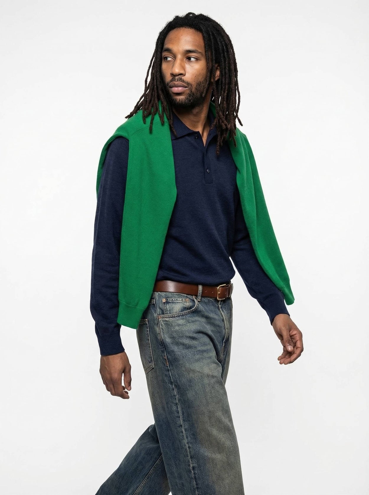 The Everyday Long Sleeve Polo Pacific Blue Male Image