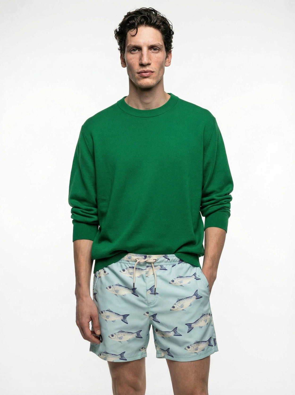 The Merino Swim Shorts Blue Fish Male Image