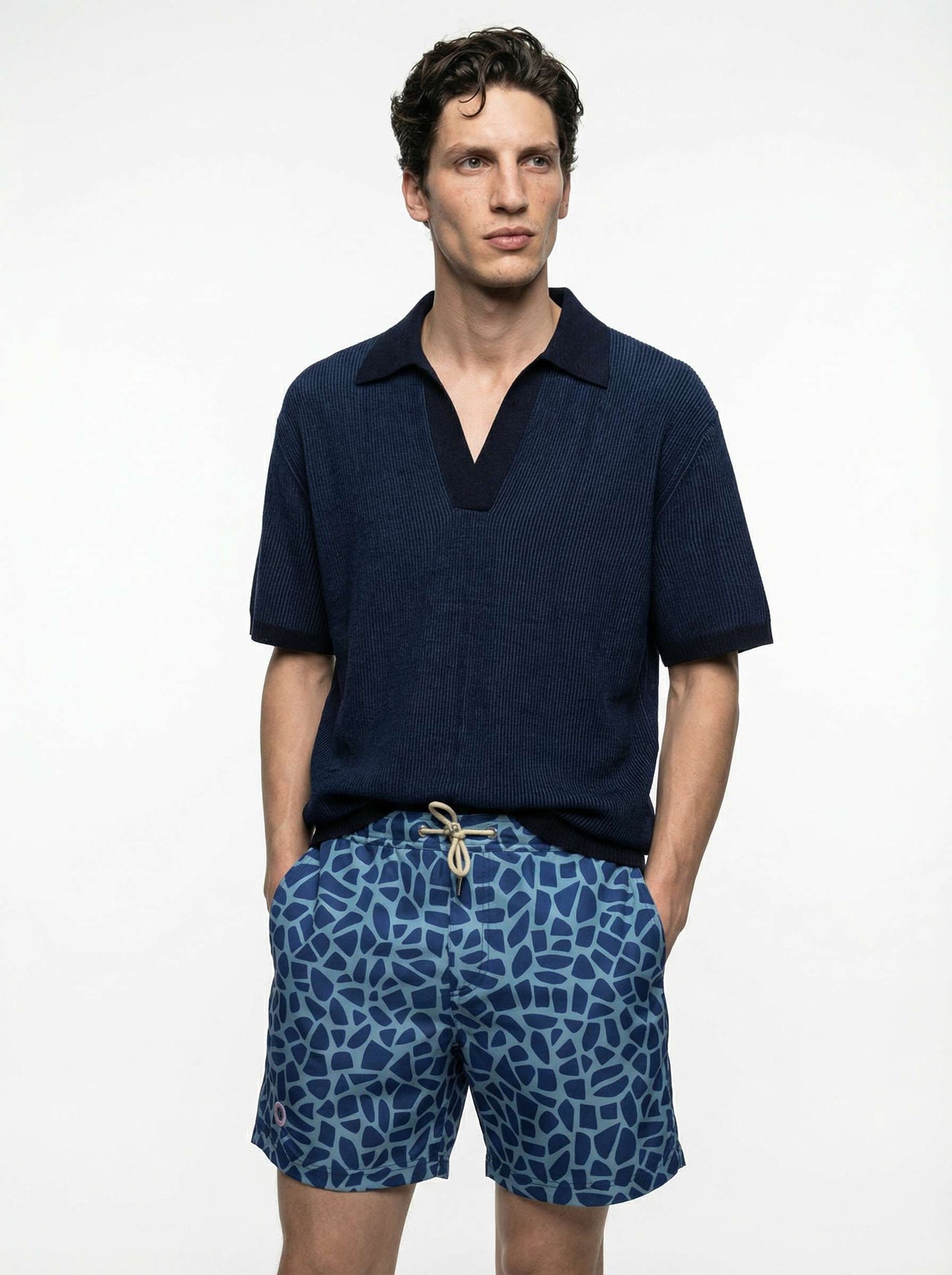 The Merino Swim Shorts Cobalt Mosaic Male Image