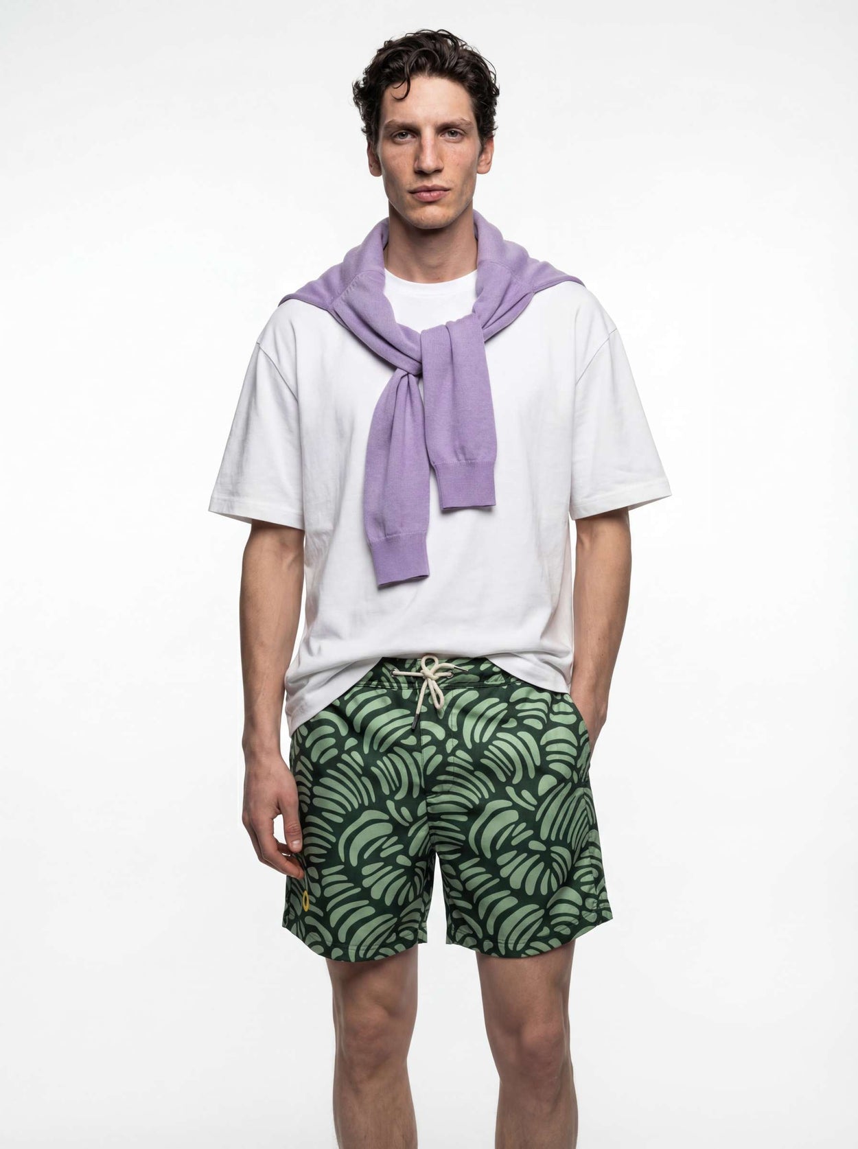 The Merino Swim Shorts Green Tropic Male Image