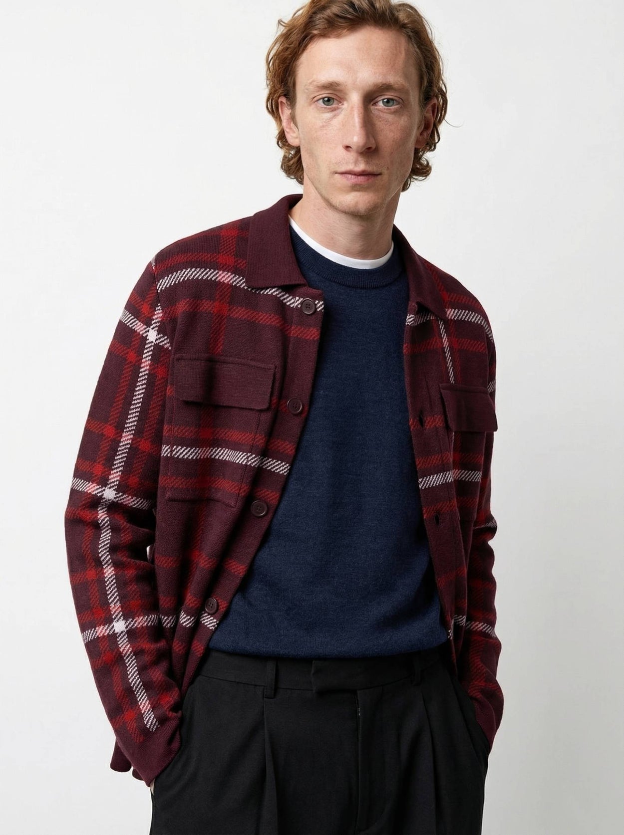 The Plaid Over Shirt Konini Burgundy Male Image