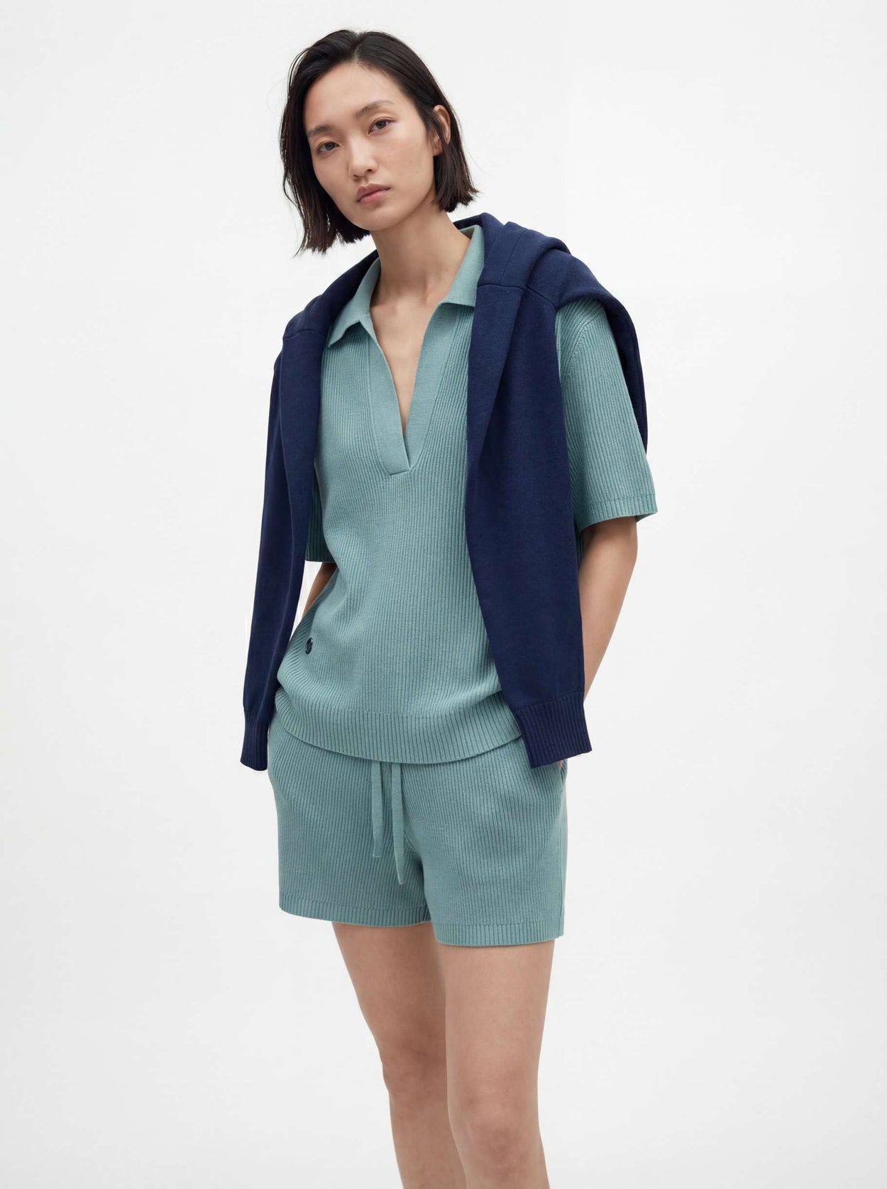 The Women's Plaited Polo Aqua Green Female Image