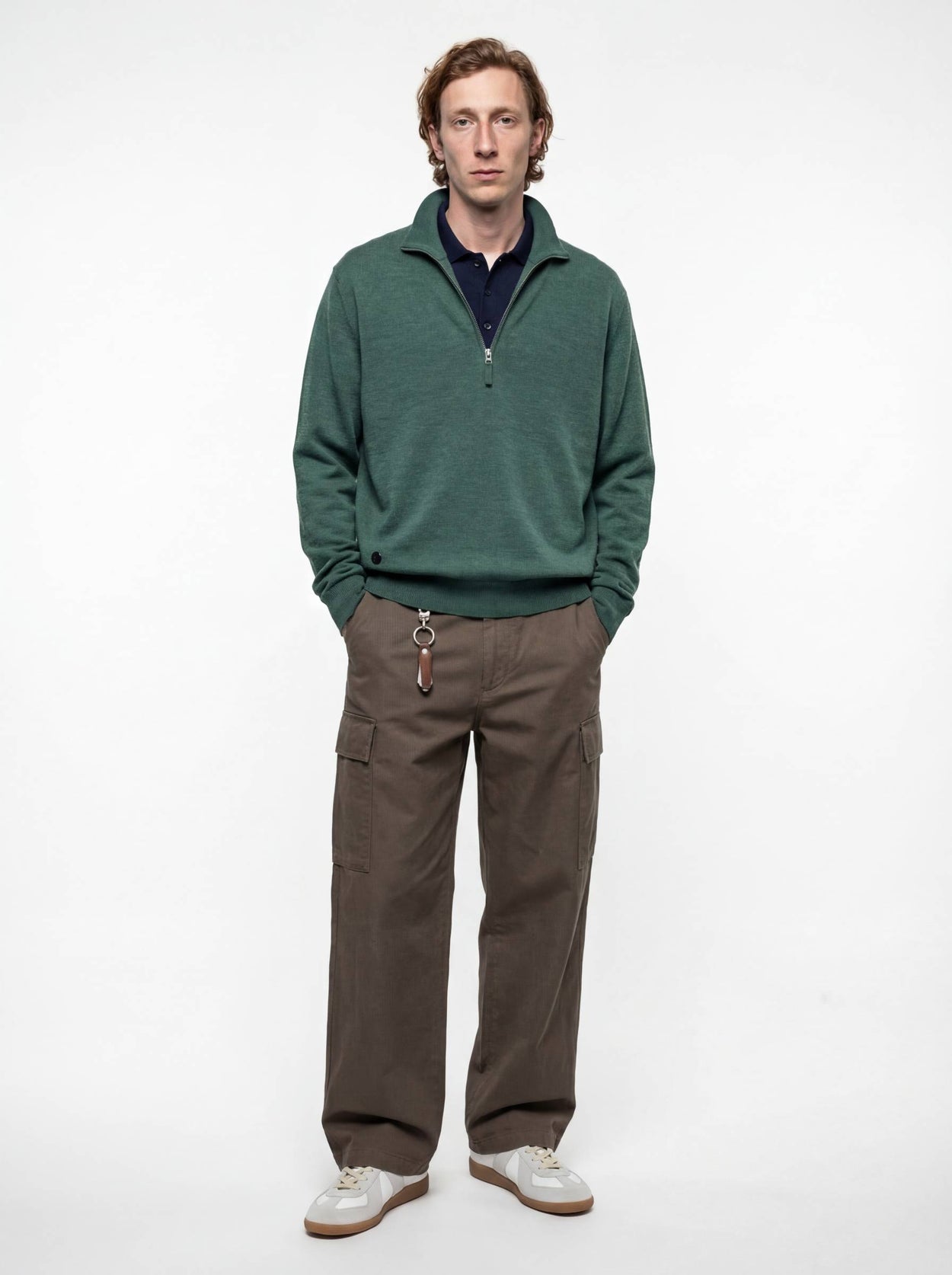 The Knitted Quarter Zip Emerald Green Male Image