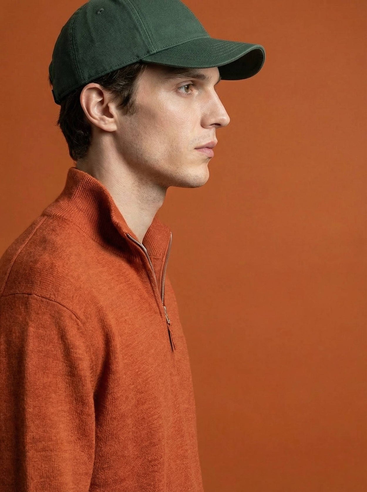 The Knitted Quarter Zip Burnt Orange Male Image