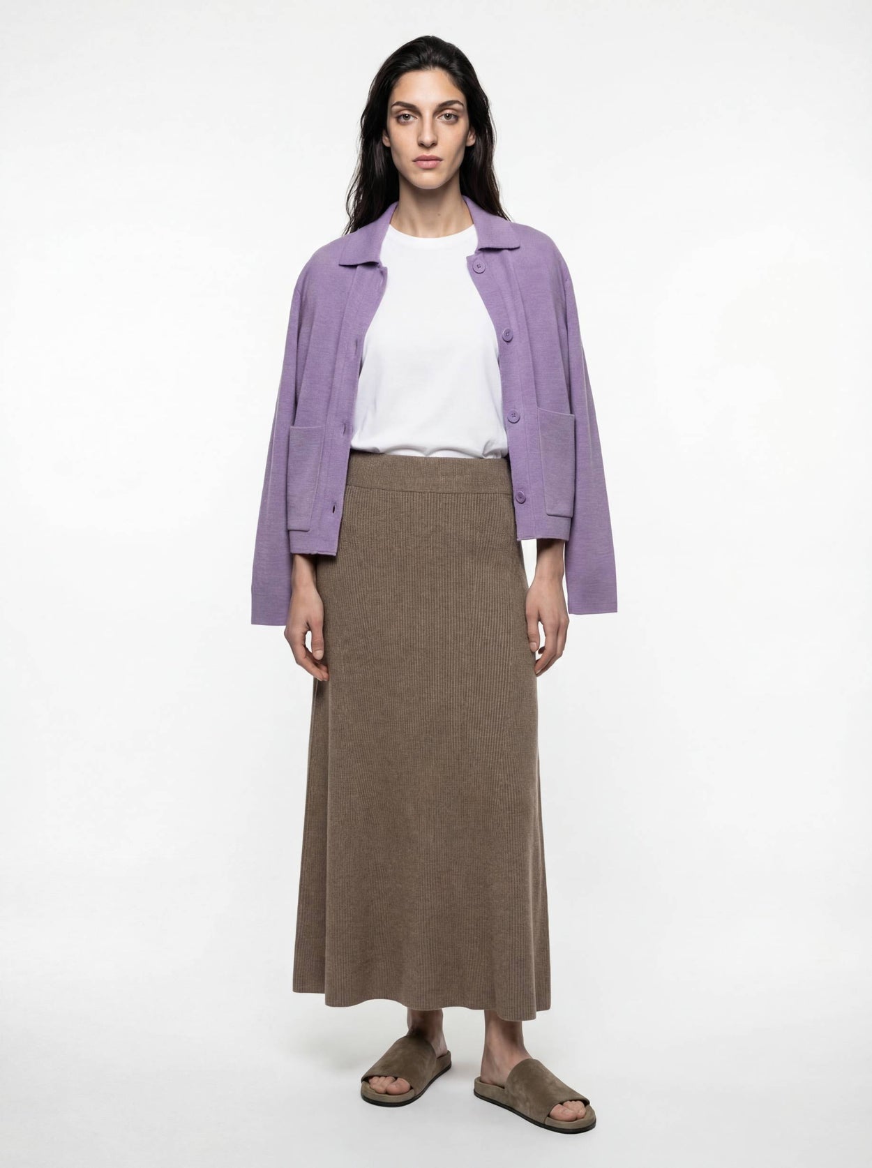The Ribbed Knitted Skirt Fawn Brown Female Image