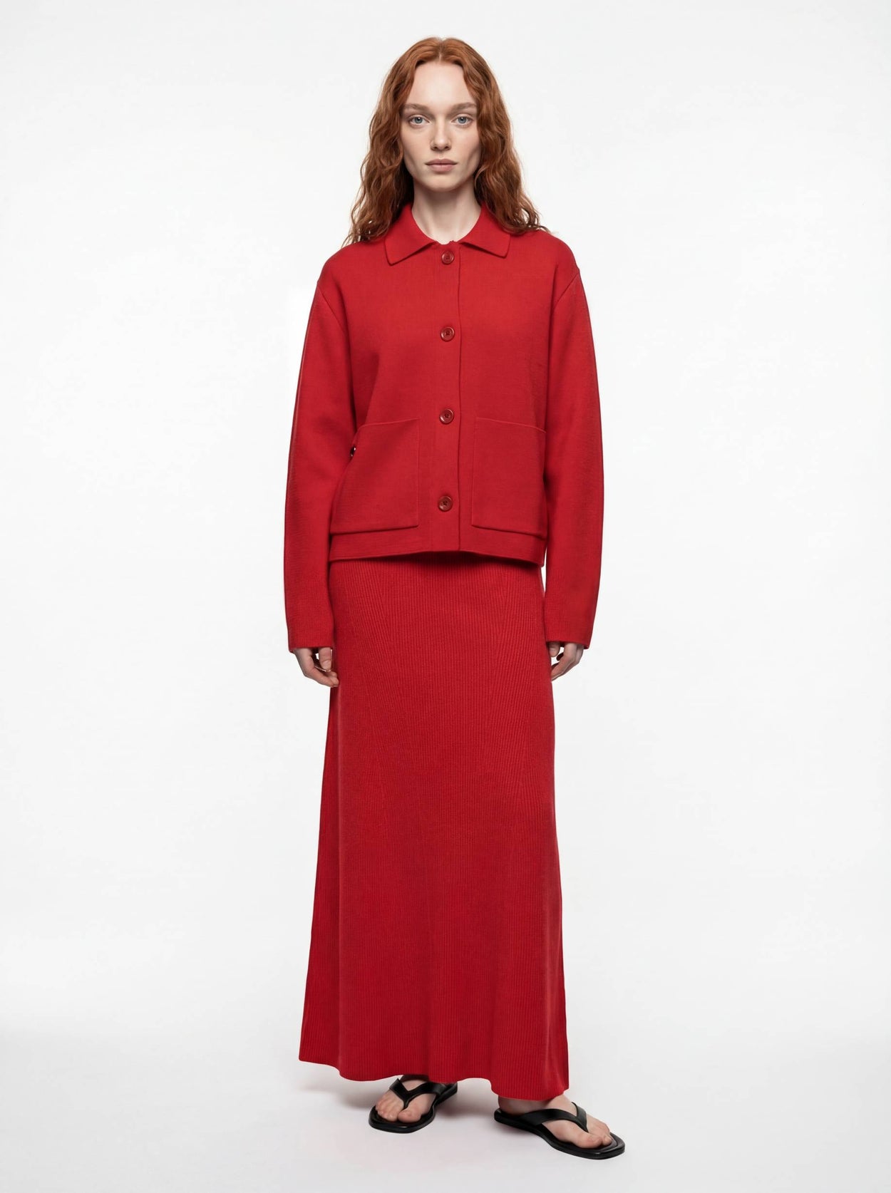 The Ribbed Knitted Skirt Poppy Red Female Image