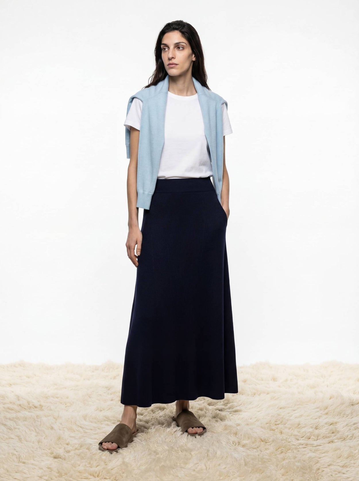 The Ribbed Knitted Skirt Pacific Blue Female Image
