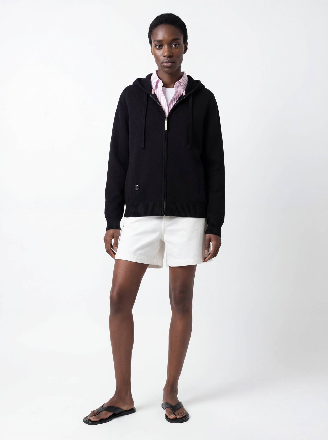 The Signature Merino Zip Hoodie Anthracite Black Female Image