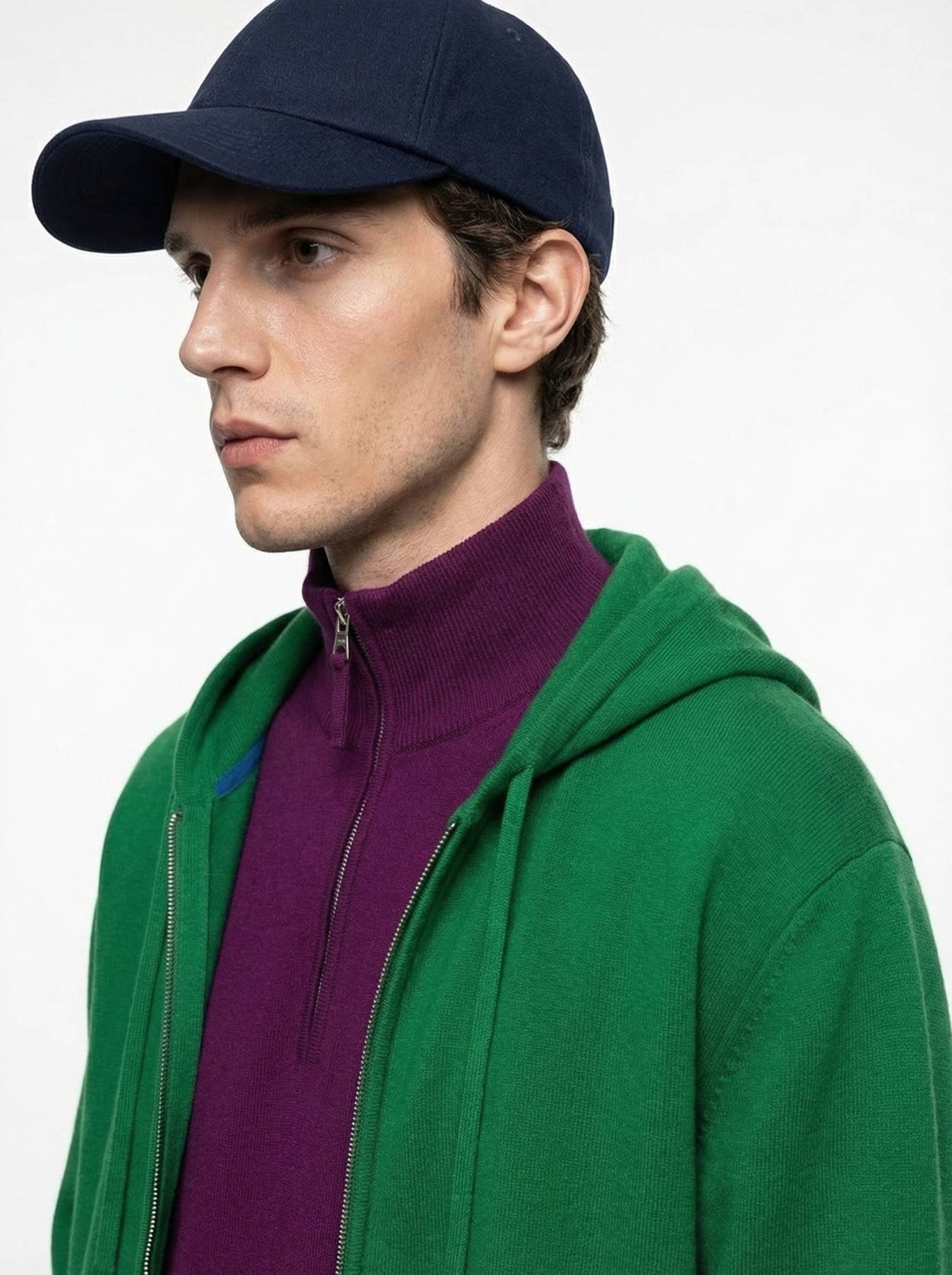 The Signature Merino Zip Hoodie Bottle Green Male Image