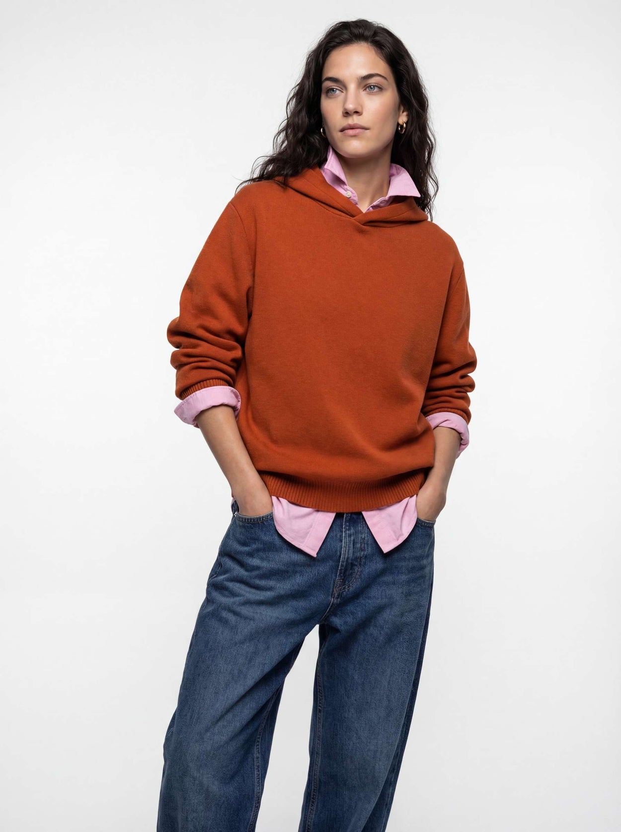 The Signature Merino Hoodie Burnt Orange Female Image