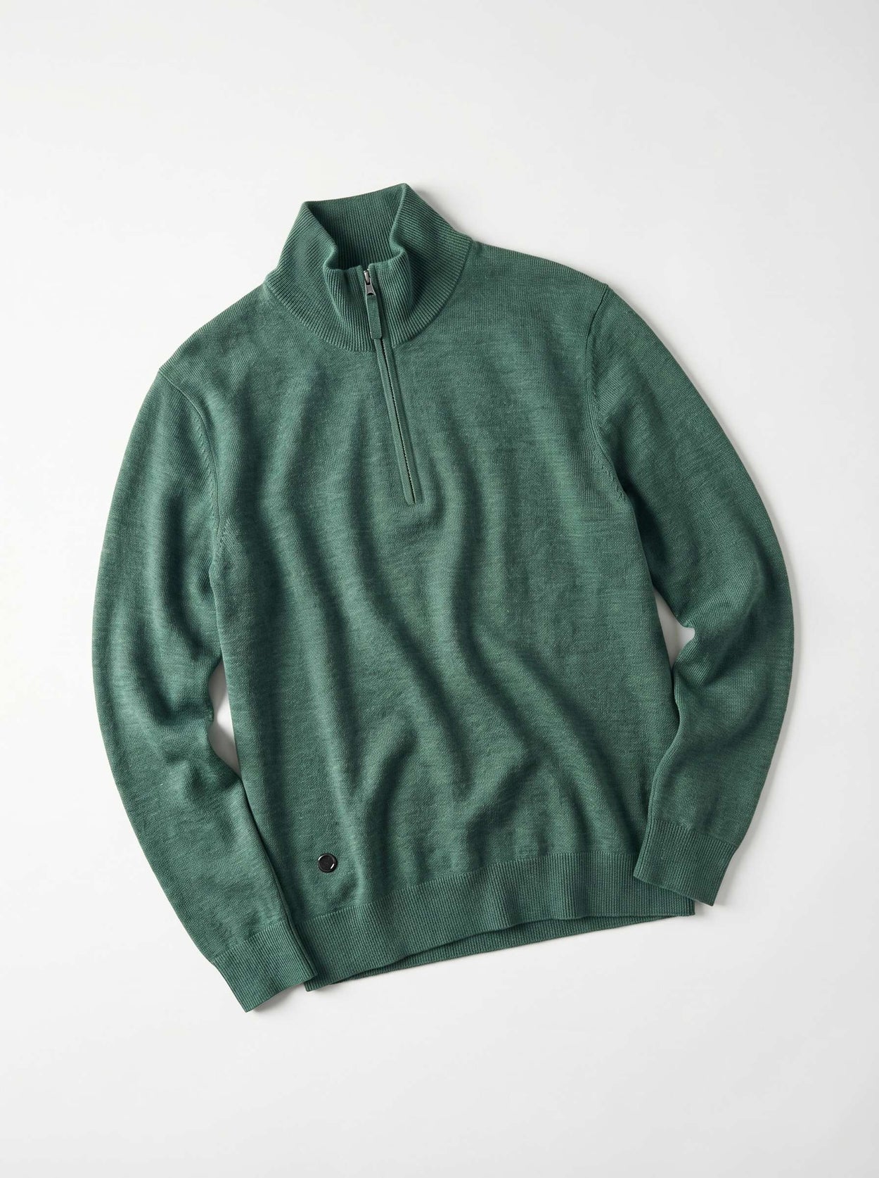 The Knitted Quarter Zip Emerald Green Image