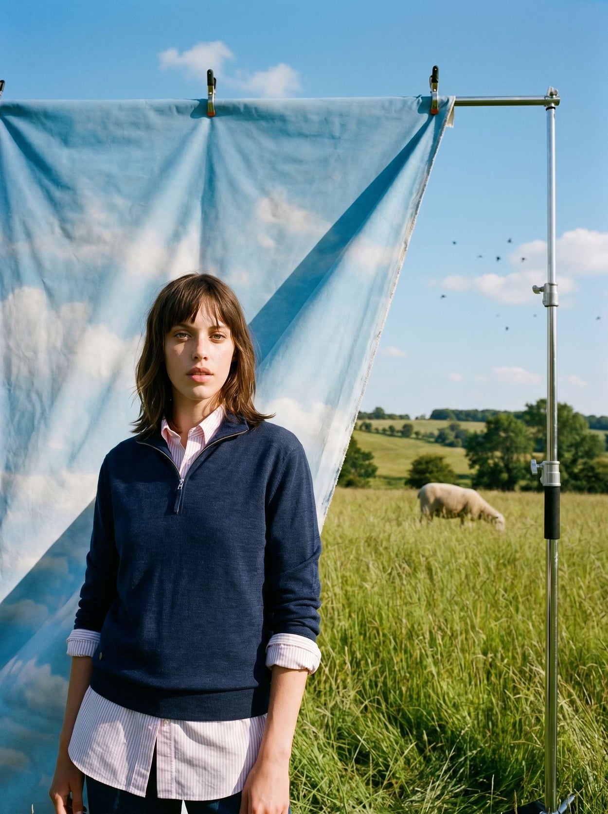 The Knitted Quarter Zip Pacific Blue Female Image