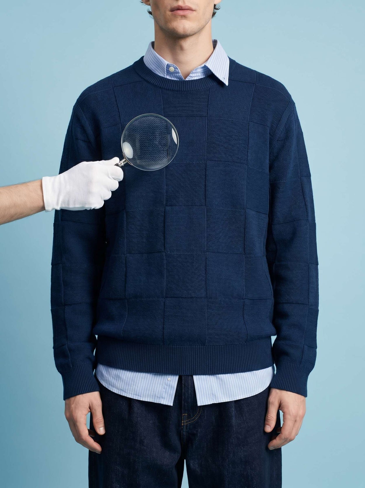 The Textured Crewneck Tasman Blue Male Image
