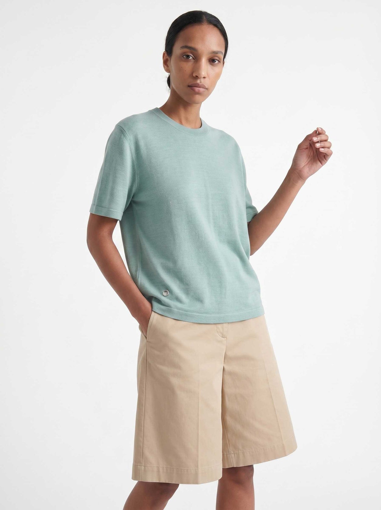The Fine Knit T-Shirt Aqua Green Female Image
